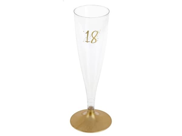 Champagneglas med guldbas, 18 år