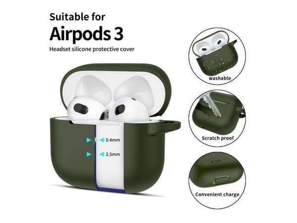 Tech-Protect TECH-PROTECT silikonkrok til Apple AirPods 3 olivengrønn