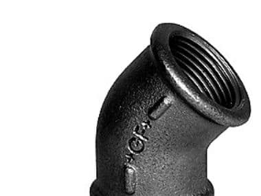Vinkel 45° svart muff/muff 3/4