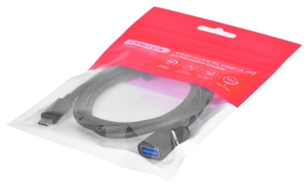 Sovitinkaapeli Unitek (C476BK-1M) USB-C (M) - USB-A (F) 10Gbps 60 W