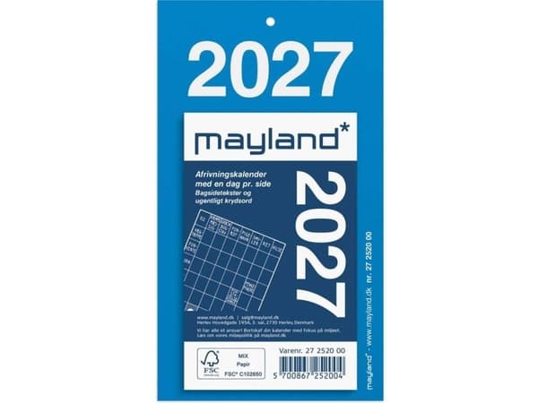 Avrivningskalender m. baksidetext 2027