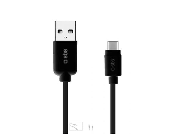 SBS TECABLEMICROC30K, 1,5 m, USB A, USB C, USB 3.2 Gen 1 (3.1 Gen 1), Hankjønn/hankjønn, Sort