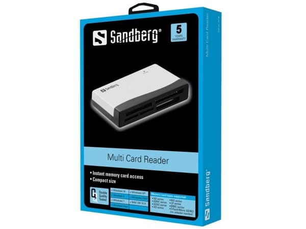 Sandberg Multi Card Reader - Kortläsare (MS, MMC, SD, xD, CF, TransFlash, microSD, SDHC, MS Micro) - USB 2.0