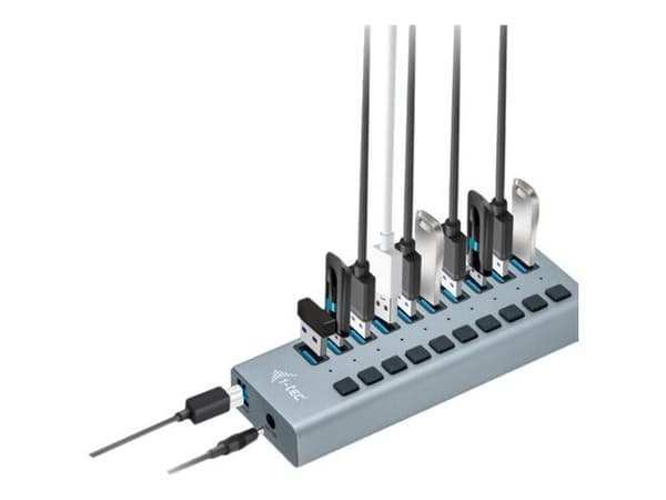 i-tec U3CHARGEHUB10, Sisätila, AC, 1 m, Harmaa