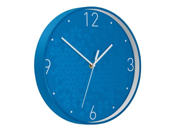 Leitz WOW - Klocka - kvarts - väggmonterbar - 29 cm - blue with geometric pattern