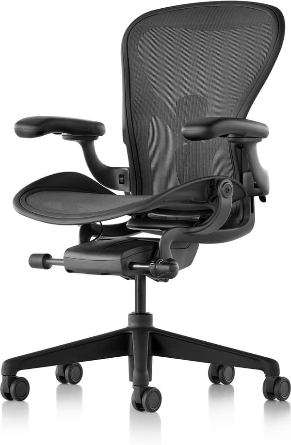 Herman Miller Aeron Remastered office chair, graphite, size B, depth-adjustable backrest