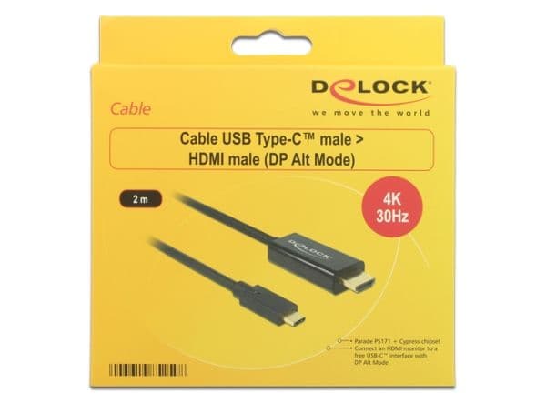 Delock - Ekstern videoadapter - Parade PS171 - USB-C - HDMI - svart - løsvekt
