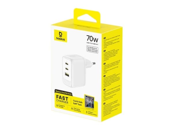 Baseus EnerFill FE22 70W Wall Charger 2 x USB-C + USB-A - White