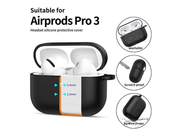 Tech-Protect Silicone Hook Case for AirPods Pro 3 - Black