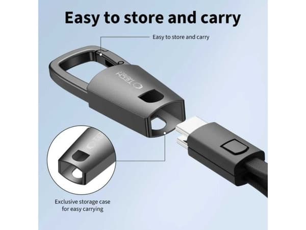 Tech-Protect Ultraboost DNA Cable with Keychain USB-C PD 60W / 3A - Gray