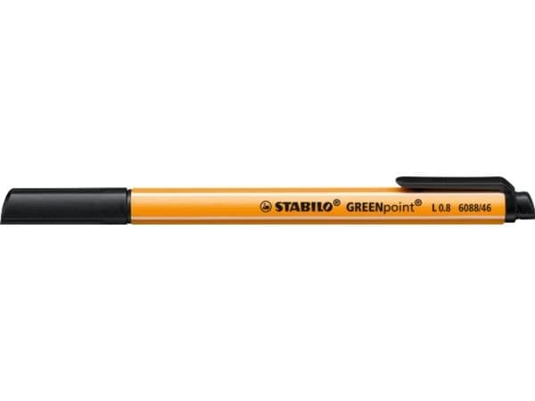 Fiberpen Stabilo Greenpoint, 0,8 mm, sort
