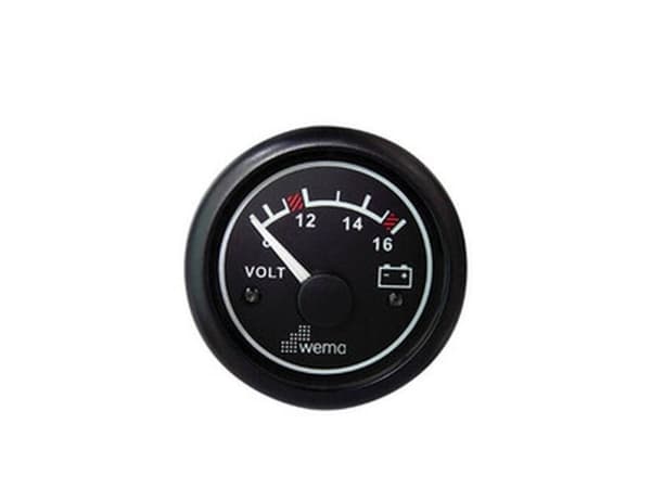 Wema Voltmeter 8-16 Volt DC Sort