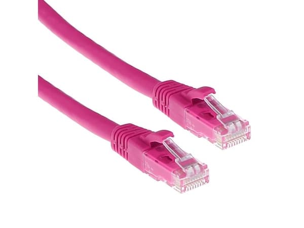 Rosa 15 meter U/UTP CAT6A patchkabel snagless med RJ45-kontakter