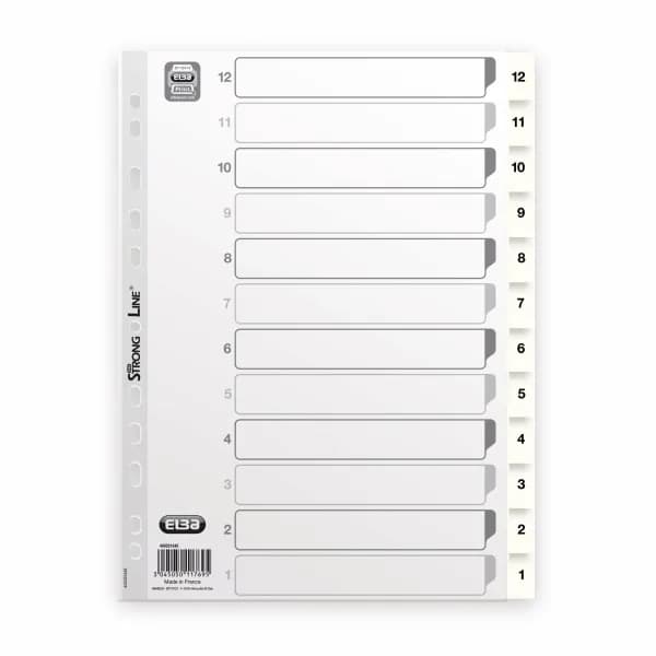 Register, Bantex Basic-line, A4, grå, 12-1