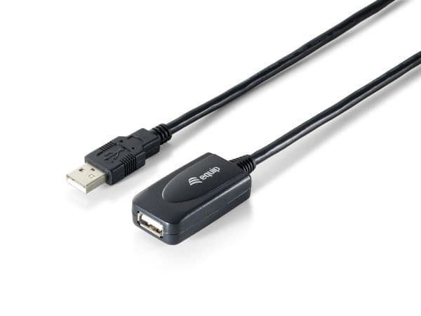 Equip 133311, 15 m, USB A, USB A, USB 2.0, Hankjønn/hunkjønn, Sort