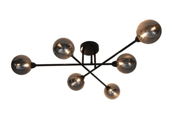 Taklampe CEILING LIGHT BORA 6xG9 sort/røyk