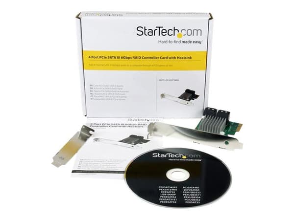 StarTech.com 4 Port PCI Express 2.0 SATA III 6Gbps RAID-ohjainkortti HyperDuo SSD Tiering - PCIe SATA 3 Controller Adapter (PEXSAT34RH) - Styreenhe...