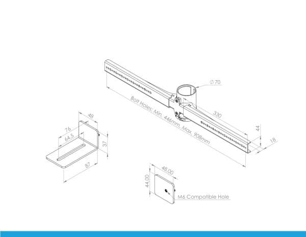 Cavus Universal Soundbar Holder. Sort