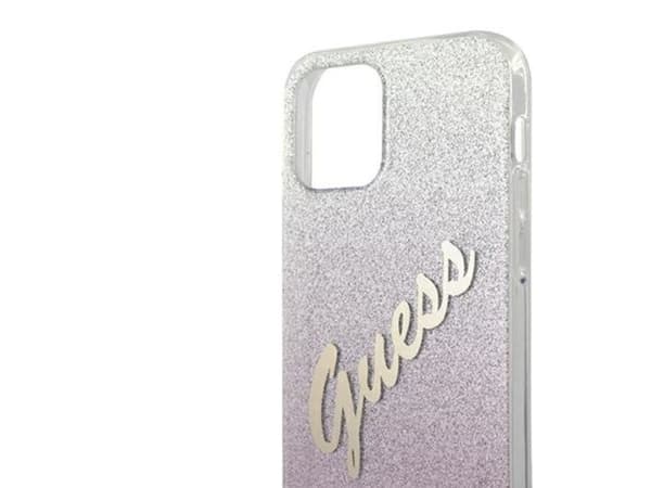 Guess GUHCP12LPCUGLSPI hårdskalskydd Glitter Gradient Script för iPhone 12 Pro Max 6,7" rosa/rosa