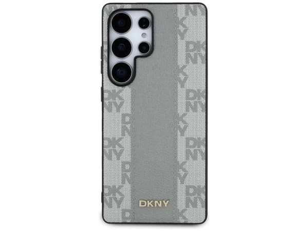 DKNY Leather Checkered Pattern MagSafe Case for Samsung Galaxy S25 Ultra - Gray