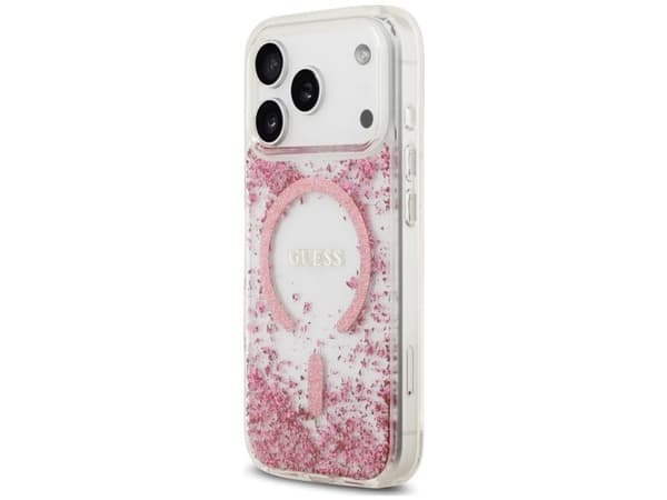 Guess Resin Bottom Glitter MagSafe Case for iPhone 18 Pro / 17 Pro - Pink