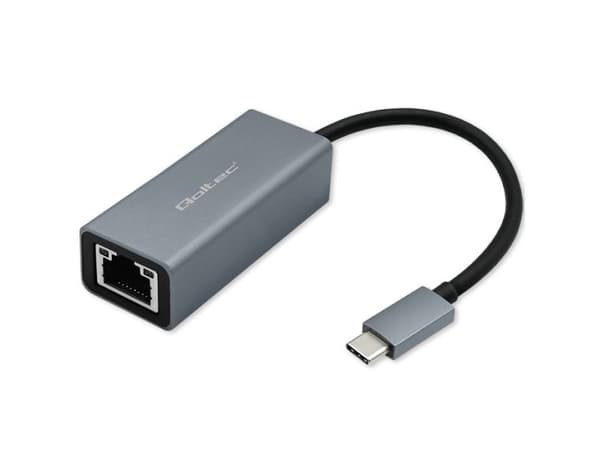 Qoltec - Nettverksadapter - USB-C 3.1 - Gigabit Ethernet x 1 - grå