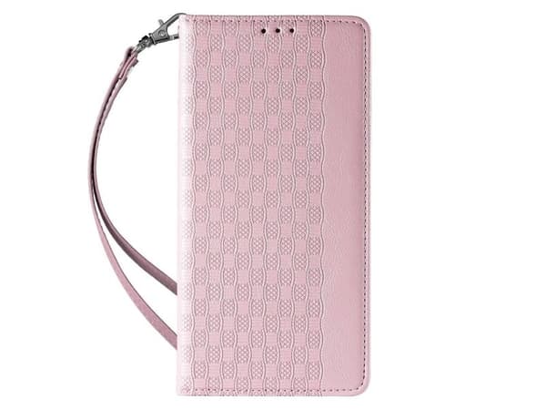 Magnet strap-etui til iPhone 14 Plus - flip wallet mini-snor/stativ - rosa