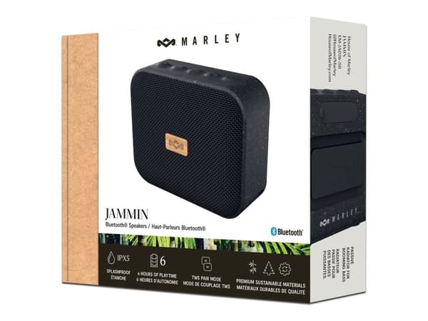 Marley Speaker | Jammin | Waterproof | Bluetooth | Signature Black | Portable | Wireless connection