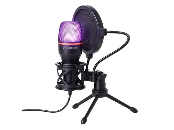 Wozinsky Studio Gaming USB Computer Microphone with RGB Stand - Black