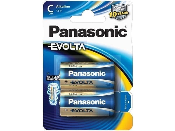 Panasonic Evolta C, Engångsbatteri, Alkalisk, 1,5 V, 2 styck, Blå, C