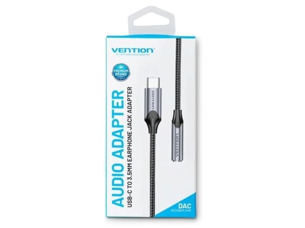 Adapteris Vention BGMHF USB-C M do 3.5mm Jack 1M (pilka)