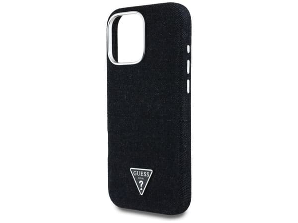 Guess Denim Triangle Logo MagSafe-deksel for iPhone 16 Pro Max – svart