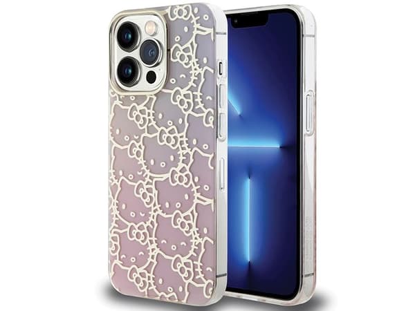 Hello Kitty IML Gradient Electrop Crowded Kitty -käsisuojus iPhone 14 Pro Maxille – vaaleanpunainen