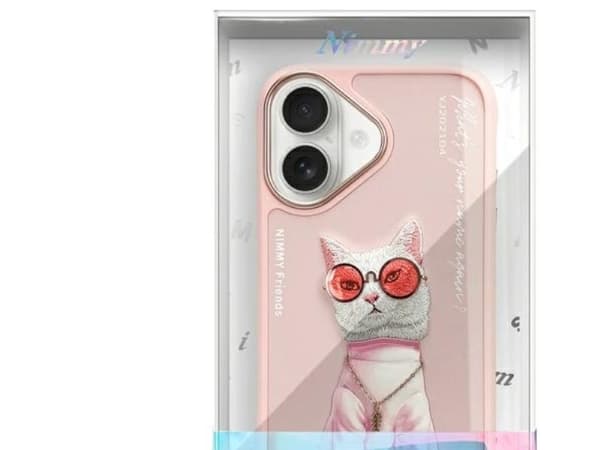 Nimmy Glasses Cool Cat-etui for iPhone 16 - rosa