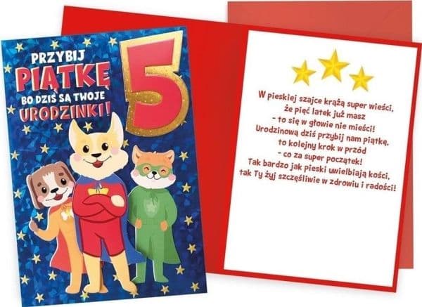 KUKARTKA bursdagskort 5 valper