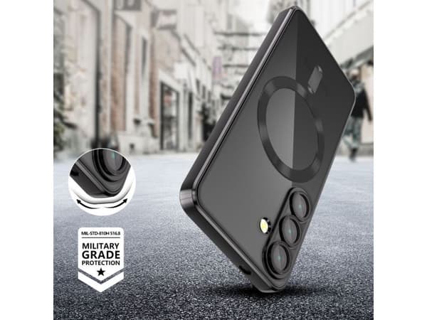 Tech-Protect MagMat MagSafe-deksel til Samsung Galaxy S25 - Klar/sort