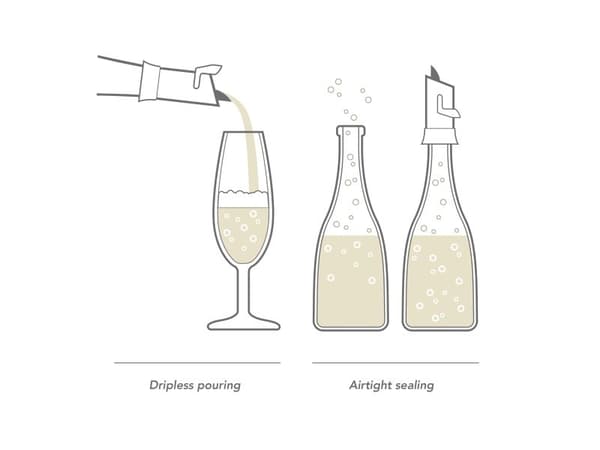 Vacu Vin Champagne Saver, Sort, Sølv