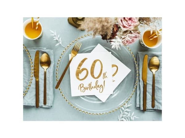 Servietter 60th birthday, guld