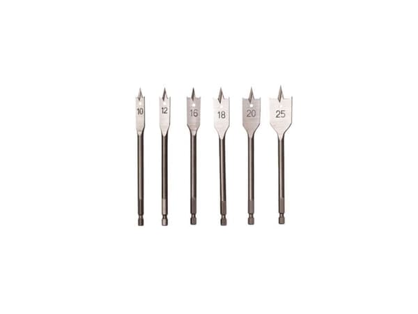 Flat träborrset i plåt 6 delar 10–25 mm