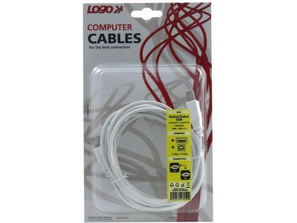 USB-kabel USB-A til USB-B 3 m hvit (17059)