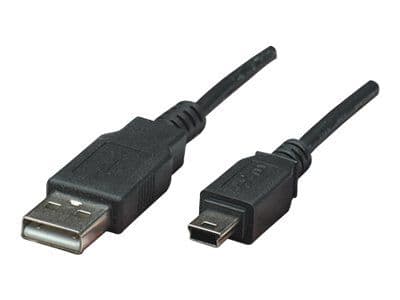 Manhattan 333375, 1,8 m, USB A, Mini-USB B, USB 2.0, Hankjønn/hankjønn, Sort