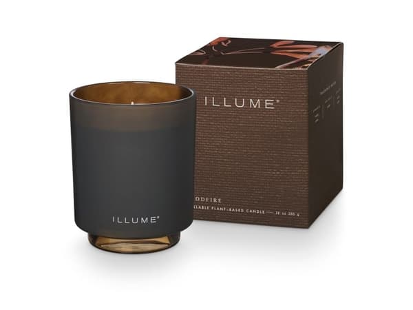 ILLUME Woodfire Box glasslys, brun