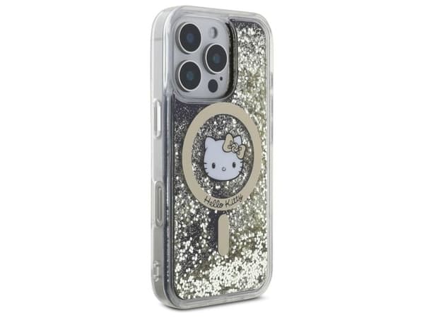 Hello Kitty Flydende glitter MagSafe iPhone 16 Pro suojakotelo - Guld