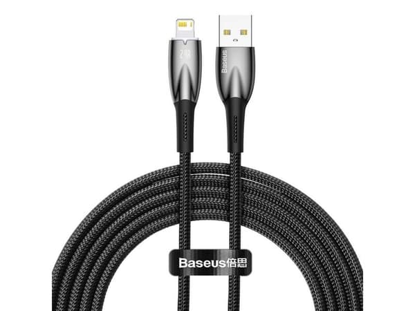 Baseus Glimmer, 2 m, Lightning, USB A, Hankjønn, Hankjønn, Svart