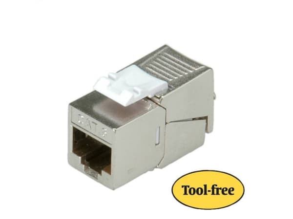 ROLINE Cat.6/Class E Keystone Jack, RJ-45, shielded, SLIM, toolless silver, Silver