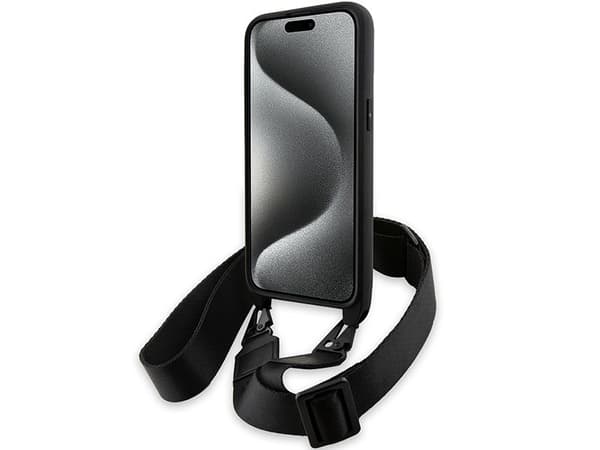 BMW M Edition carbon stripe & strap-deksel til iPhone 15 Pro Max - svart