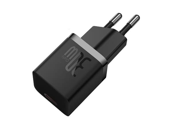 Baseus GaN5 mini 1C 30W lader EU + USB-C-kabel (cluster black)