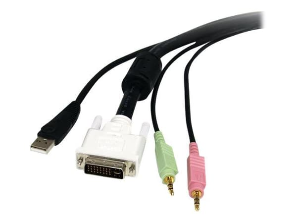 StarTech.com 6 ft 4-in-1 USB DVI KVM Cable with Audio and Microphone - DVI KVM Cable - USB KVM Cable - KVM Switch Cable (USBDVI4N1A6) - Förlängning...