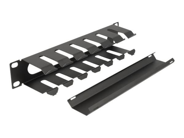 Delock - Rack cable management routing panel - with opening - svart - 1U - 10"