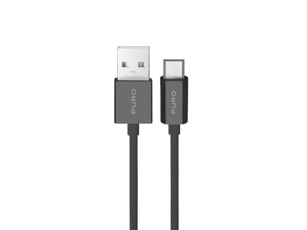 PURO , 1 m, USB A, Micro-USB A, USB 2.0, Svart